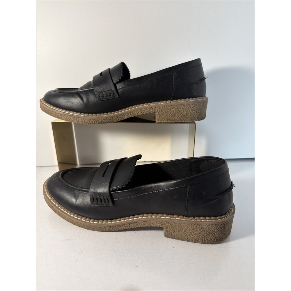 dv by Dolce Vita "Crisp" Classic Penny Loafer / Lug Sole Block Heel Black Sz 10